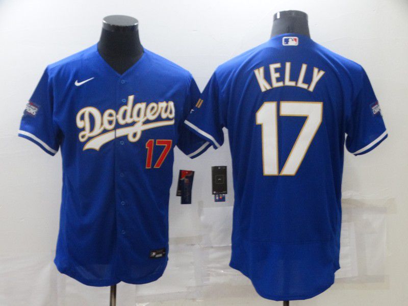 Men Los Angeles Dodgers #17 Kelly Blue Gold Elite 2022 Nike MLB Jersey